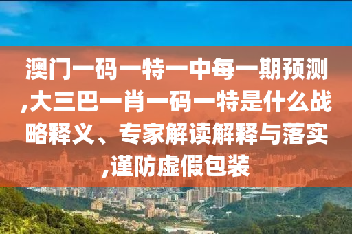 澳門一碼一特一中每一期預(yù)測(cè),大三巴一肖一碼一特是什么戰(zhàn)略釋義、專家解讀解釋與落實(shí),謹(jǐn)防虛假包裝