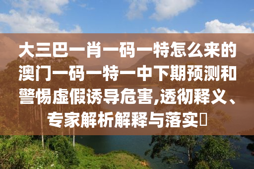 大三巴一肖一碼一特怎么來的澳門一碼一特一中下期預測和警惕虛假誘導危害,透徹釋義、專家解析解釋與落實?