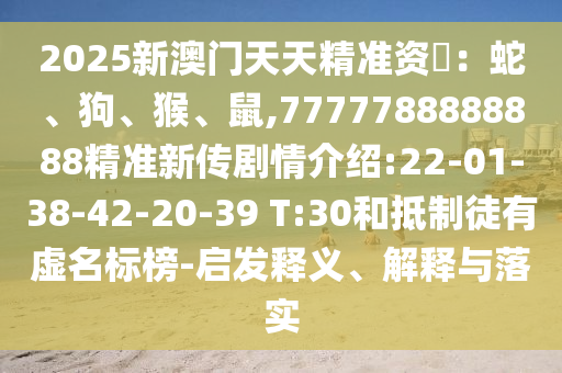2025新澳門(mén)天天精準(zhǔn)資枓：蛇、狗、猴、鼠,7777788888888精準(zhǔn)新傳劇情介紹:22-01-38-42-20-39 T:30和抵制徒有虛名標(biāo)榜-啟發(fā)釋義、解釋與落實(shí)