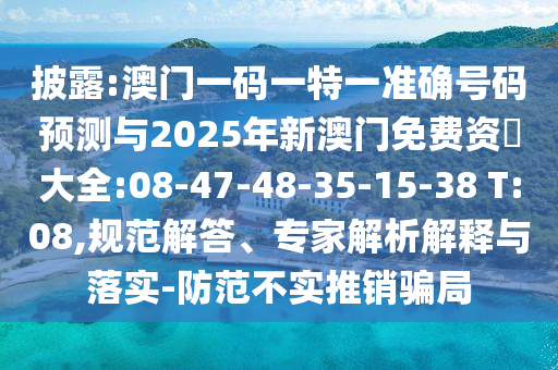 披露:澳門一碼一特一準(zhǔn)確號碼預(yù)測與2025年新澳門免費資枓大全:08-47-48-35-15-38 T:08,規(guī)范解答、專家解析解釋與落實-防范不實推銷騙局