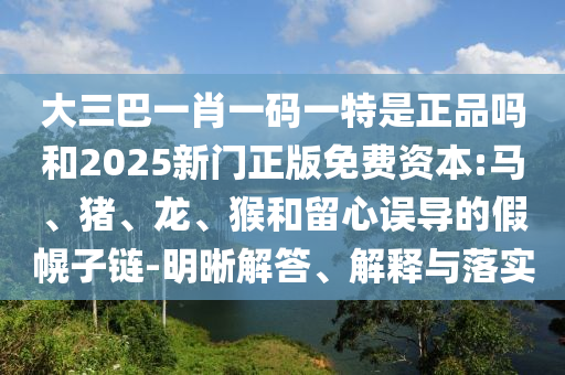 大三巴一肖一碼一特是正品嗎和2025新門正版免費(fèi)資本:馬、豬、龍、猴和留心誤導(dǎo)的假幌子鏈-明晰解答、解釋與落實(shí)