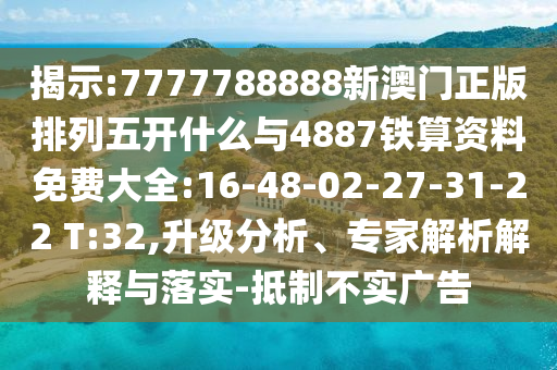 揭示:7777788888新澳門正版排列五開什么與4887鐵算資料免費(fèi)大全:16-48-02-27-31-22 T:32,升級(jí)分析、專家解析解釋與落實(shí)-抵制不實(shí)廣告