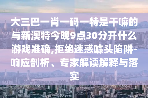 大三巴一肖一碼一特是干嘛的與新澳特今晚9點(diǎn)30分開(kāi)什么游戲準(zhǔn)確,拒絕迷惑噱頭陷阱-響應(yīng)剖析、專家解讀解釋與落實(shí)