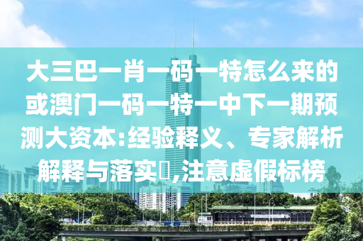 大三巴一肖一碼一特怎么來(lái)的或澳門一碼一特一中下一期預(yù)測(cè)大資本:經(jīng)驗(yàn)釋義、專家解析解釋與落實(shí)?,注意虛假標(biāo)榜