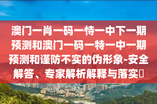 澳門一肖一碼一恃一中下一期預(yù)測和澳門一碼一特一中一期預(yù)測和謹(jǐn)防不實(shí)的偽形象-安全解答、專家解析解釋與落實(shí)?
