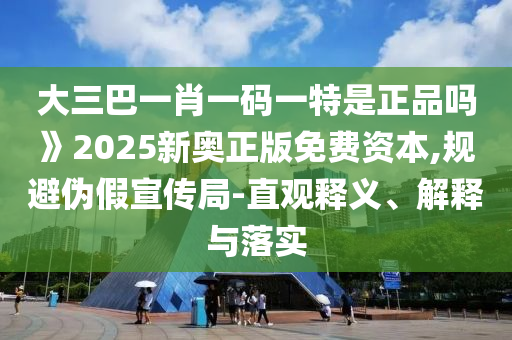 大三巴一肖一碼一特是正品嗎》2025新奧正版免費資本,規(guī)避偽假宣傳局-直觀釋義、解釋與落實