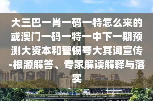 大三巴一肖一碼一特怎么來(lái)的或澳門一碼一特一中下一期預(yù)測(cè)大資本和警惕夸大其詞宣傳-根源解答、專家解讀解釋與落實(shí)