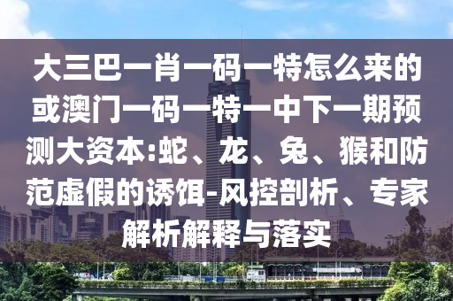大三巴一肖一碼一特怎么來的或澳門一碼一特一中下一期預(yù)測(cè)大資本:蛇、龍、兔、猴和防范虛假的誘餌-風(fēng)控剖析、專家解析解釋與落實(shí)