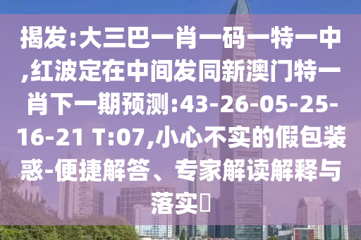 揭發(fā):大三巴一肖一碼一特一中,紅波定在中間發(fā)同新澳門特一肖下一期預(yù)測:43-26-05-25-16-21 T:07,小心不實(shí)的假包裝惑-便捷解答、專家解讀解釋與落實(shí)?