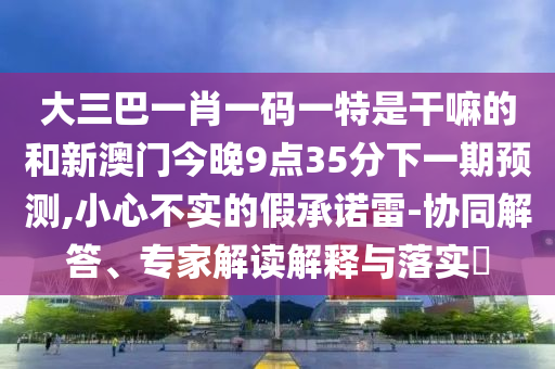 大三巴一肖一碼一特是干嘛的和新澳門今晚9點(diǎn)35分下一期預(yù)測,小心不實(shí)的假承諾雷-協(xié)同解答、專家解讀解釋與落實(shí)?